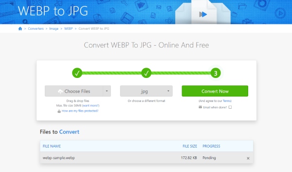 ZamZar Convert WEBP to JPG