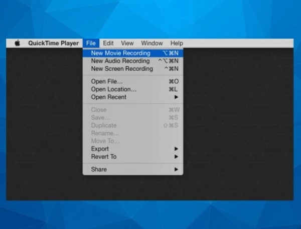 Zvolte New Movie Recording Quicktime