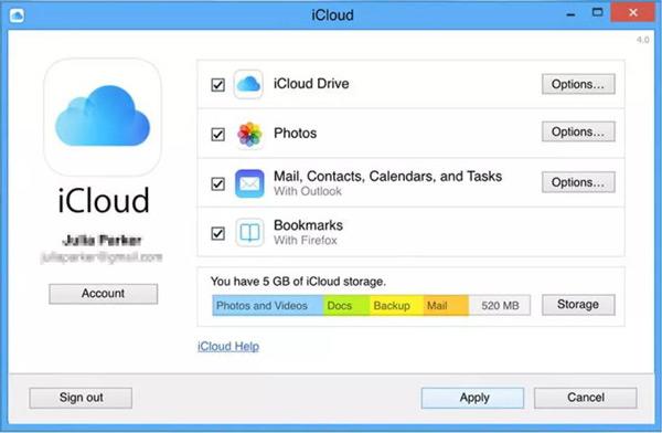 Windows 上的 iCloud