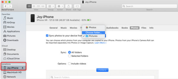 iTunes Choisir un dossier