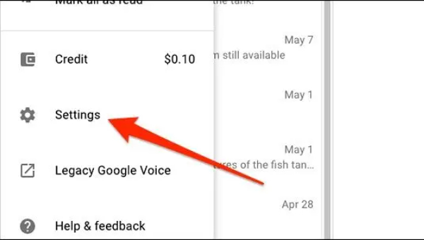 Avaa Google Voicen asetukset