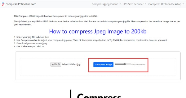 Stel de grootte in JPEG online comprimeren