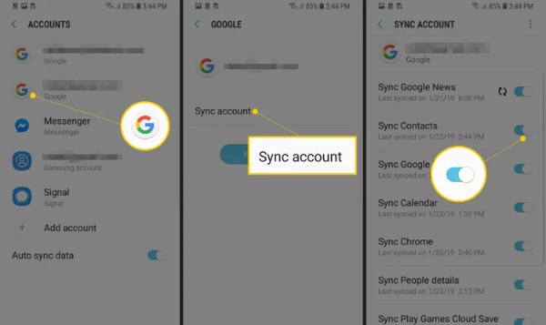 Synkroniser kontakter på Android med Google-konto