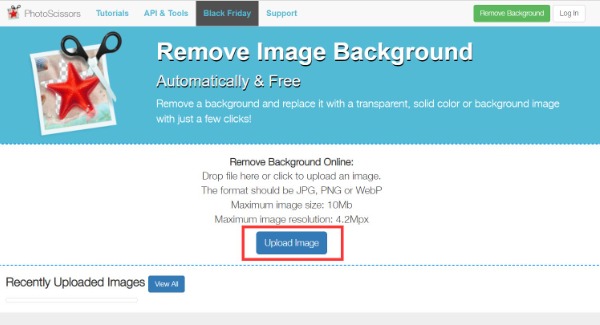 Upload Images PhotoScissors