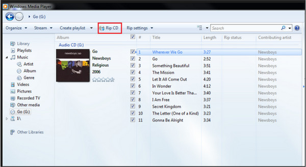 Windows Media Player ริปซีดี