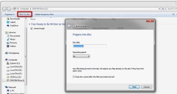 Burn PowerPoint File to DVD