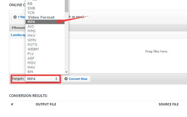 Pilih Output Format AConvert