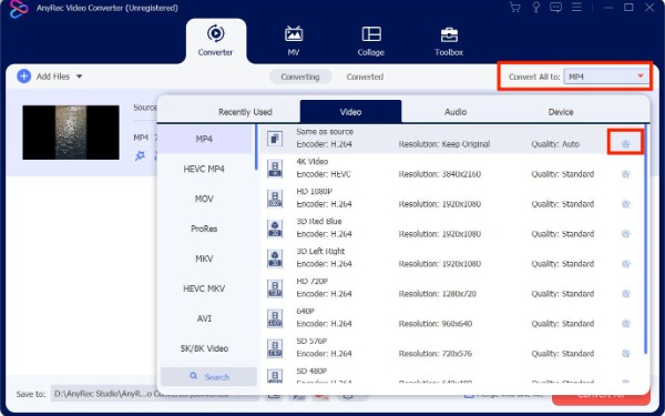 Choose Output Format AnyRec