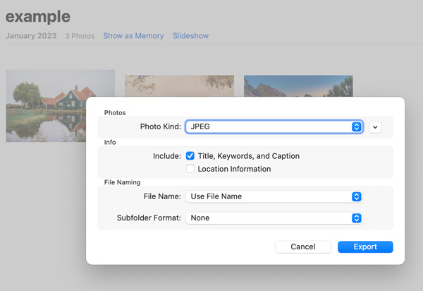 Compresser des images avec des photos sur Mac