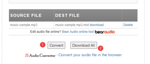 Penukar MP3 kepada Penukar Fail Midi Bear