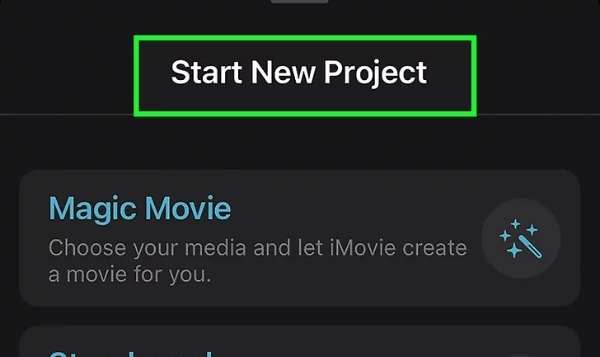 Opret nyt projekt iMovie