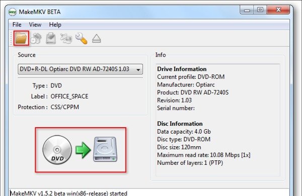 Otwórz DVD Dis Make MKV