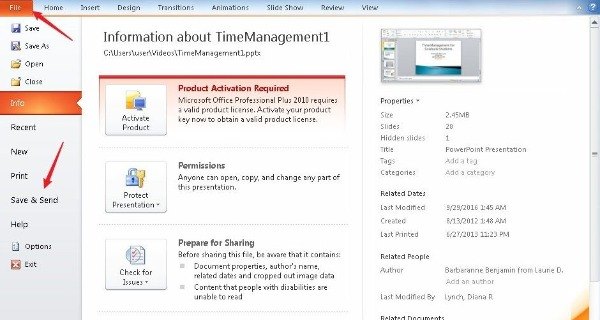 PowerPoint Save and Send