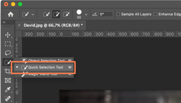 Tool voor snelle selectie Photoshop Toolbox