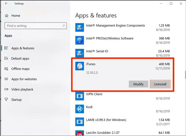 Uninstall iTunes