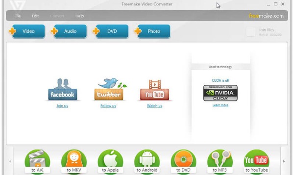 Lataa DVD-tiedosto Freemake Video Converter