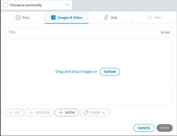 Upload Video on Reddit Website