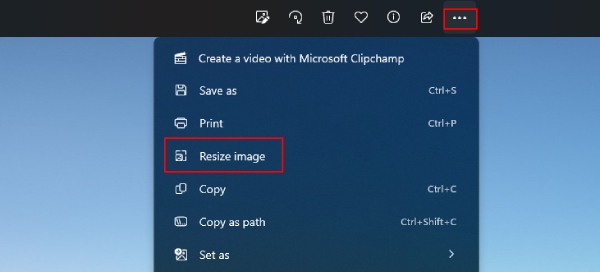 Kép átméretezése a Windows Photos alkalmazásban