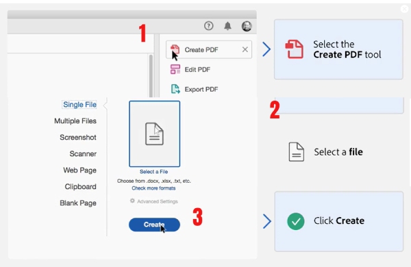 Adobe Acrobat Reader DC Converte TIFF in PDF