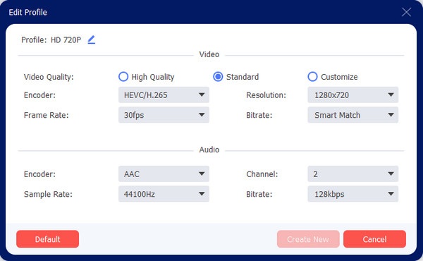 Perfil personalizado AnyRec NTSC vs PAL