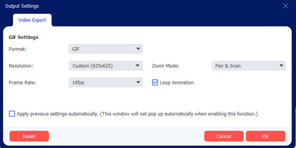 AnyRec Output Settings Spoji GIF