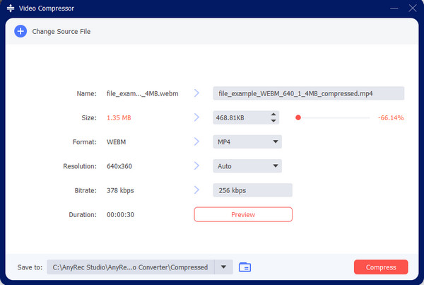 AnyRec Video Compressor Size