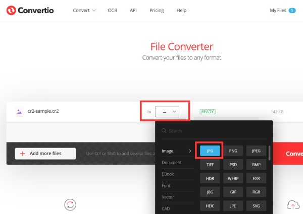 اختر JPG Convertio