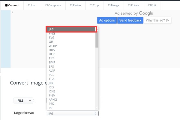 Pilih Format Output aConvert