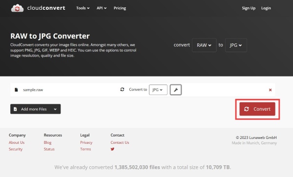 Converteer Bestand Cloudconvert