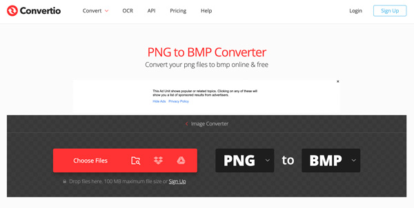 Converti PNG in BMP online