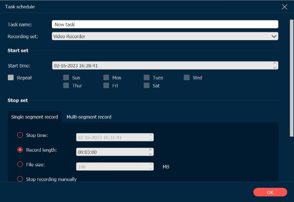 Task Schrdule Settings