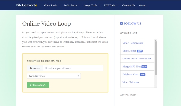 FileConverto Çevrimiçi Video Döngüsü