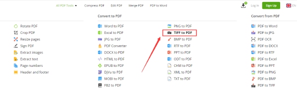Keresse meg a TIFF to PDF eszközt a PDF Candy-n
