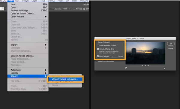 Photoshop นำเข้า GIF