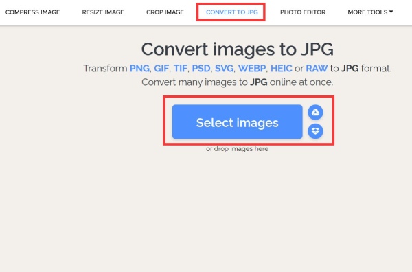 Select Converter and Upload File IloveIMG