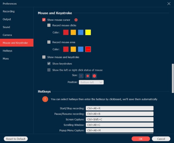 Indstil Mouse Recording AnyRec