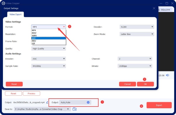 Configurar exportación de formato de salida