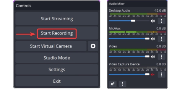 रिकॉर्डिंग ओबीएस शुरू करें