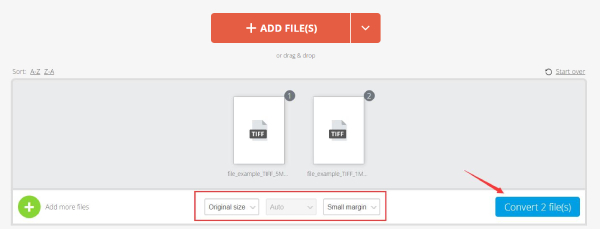 Upload TIFF Images on PDF Candy