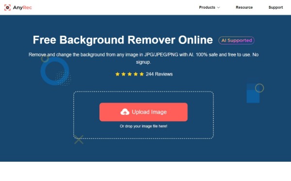 AnyRec Free Background Remover Online -käyttöliittymä