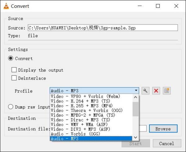 Pilih Format Output VLC