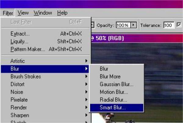 Choose Smart Blur Photoshop