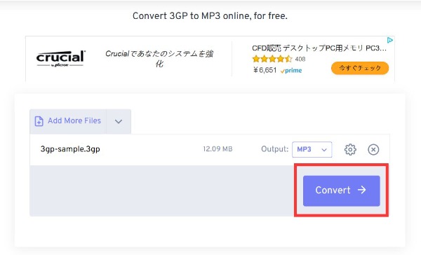 A 3GP konvertálása MP3-ra FreeConvert