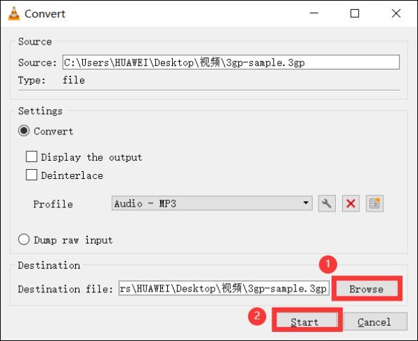 Convert 3GP to MP3 VLC