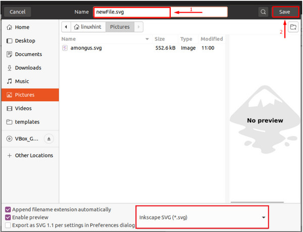 Inkscape Save As