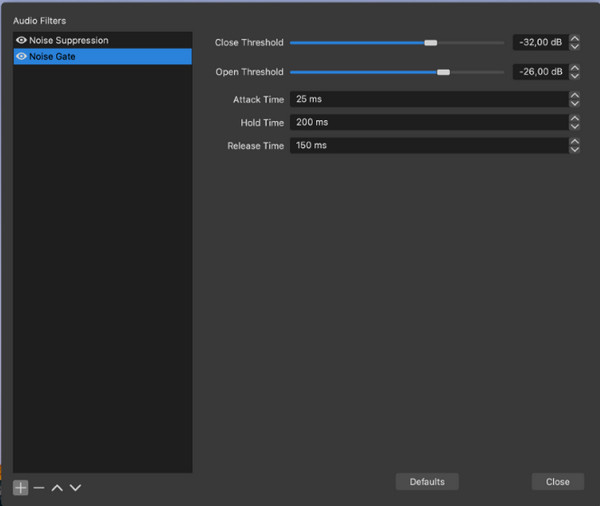 Шумоподавление OBS Noise Gate