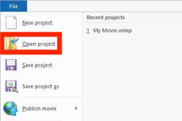 Apri file Windows Movie Maker