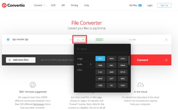 Select Output Format Convertio