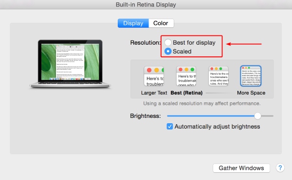 System Preferences Display