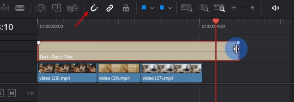 Trimma titlar på tidslinjen Davinci Resolve